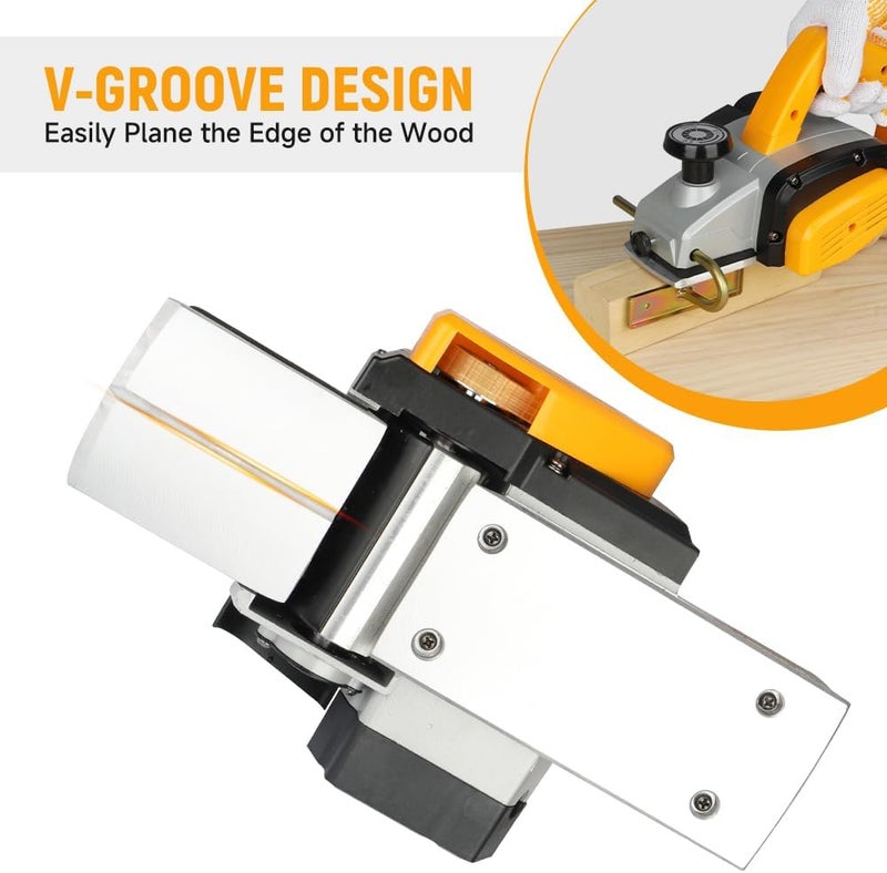 HOTECHE 3-1/4-Inch 4.7-Amp Electric Hand Planer for woodworking – High-Speed Corded Wood Planer with TCT Blade, Copper Motor, and Complete Accessory Kit - Image 5